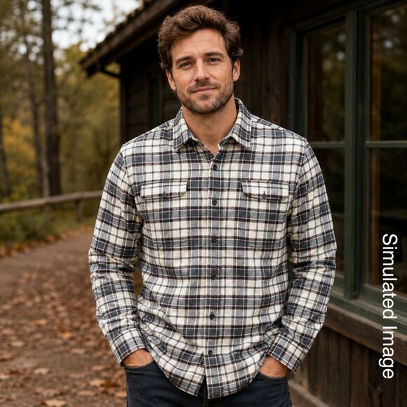 Jachs Other - JACHS Mens Medium Flannel Shirt Gray Brown Plaid Cotton Button Up Pockets